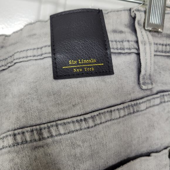 Six Lincoln Men's Gray Slim Fit Denim Acid Wash Jeans Size 32 - Picture 7 of 9